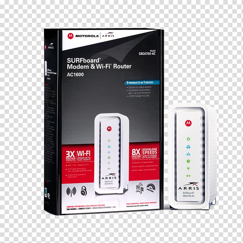 Cable modem ARRIS Group Inc. Wireless router Motorola SURFboard SBG6700, Cable Car transparent background PNG clipart