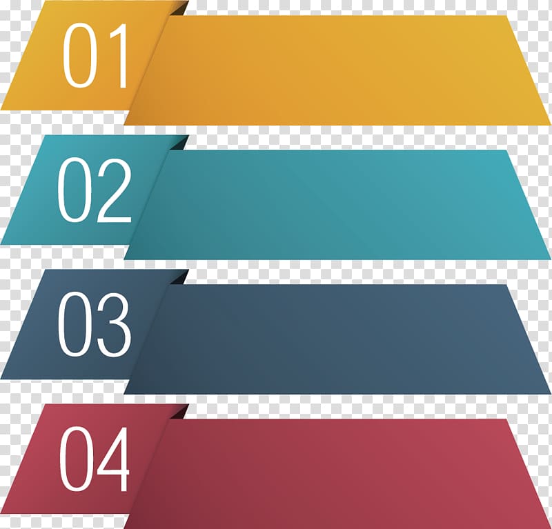 four yellow, green, gray, and red ribbons with numbers illustration, Infographic illustration Illustration, PPT element transparent background PNG clipart