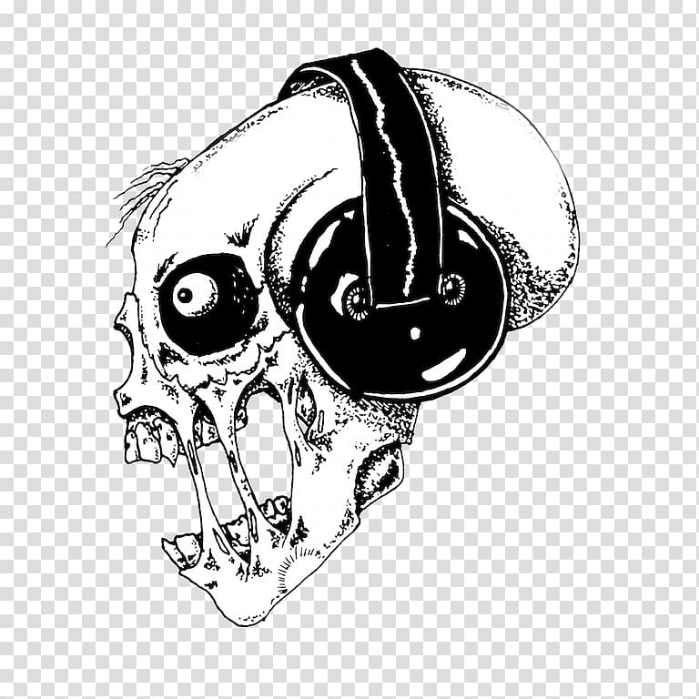 Headphones Drawing Automotive design Skull, headphones transparent background PNG clipart