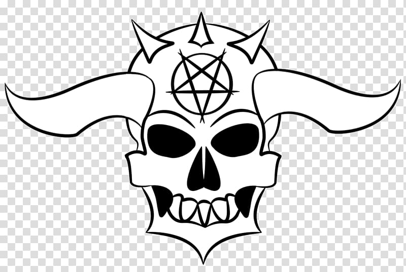 Demon Drawing Black and white , skull devil transparent background PNG clipart