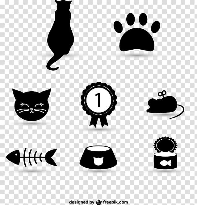 Cat food Kitten Mouse, Black cat icon element material, transparent background PNG clipart