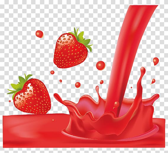 Orange juice Strawberry juice, Painted strawberry transparent background PNG clipart