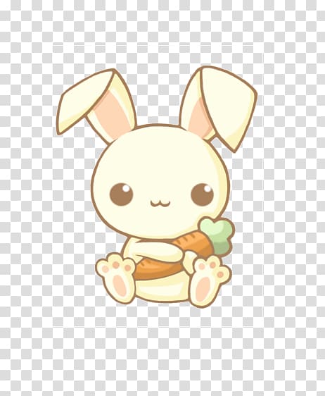 bunny holding carrot illustration, Easter Bunny Rabbit Kavaii Drawing Cuteness, Cute bunny transparent background PNG clipart