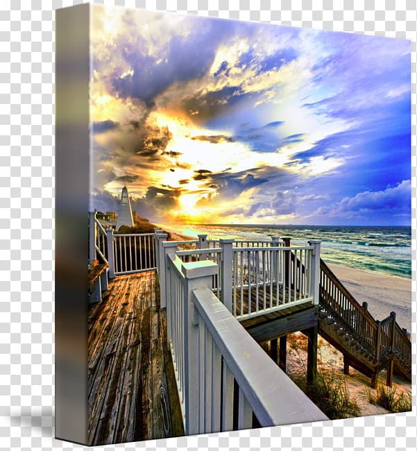 Gallery wrap Shore Canvas Art Printmaking, beach sunset transparent background PNG clipart