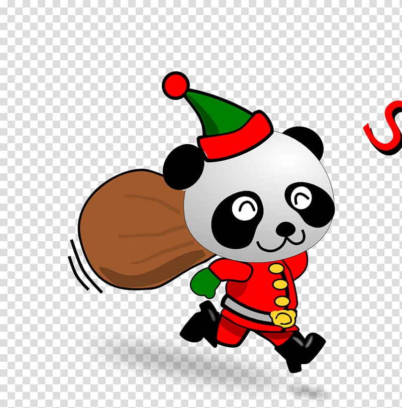 Giant panda Wedding invitation Christmas card Santa Claus, panda avatar transparent background PNG clipart