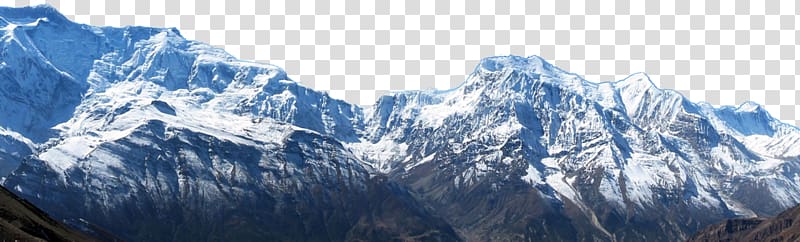 snow-capped mountain, Annapurna Massif Everest Base Camp Annapurna Circuit Mount Everest Trekking, Magnificent mountain transparent background PNG clipart