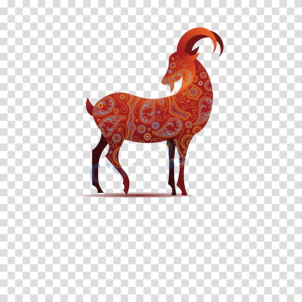 Chinese New Year Goat Chinese calendar, Red national wind goat transparent background PNG clipart