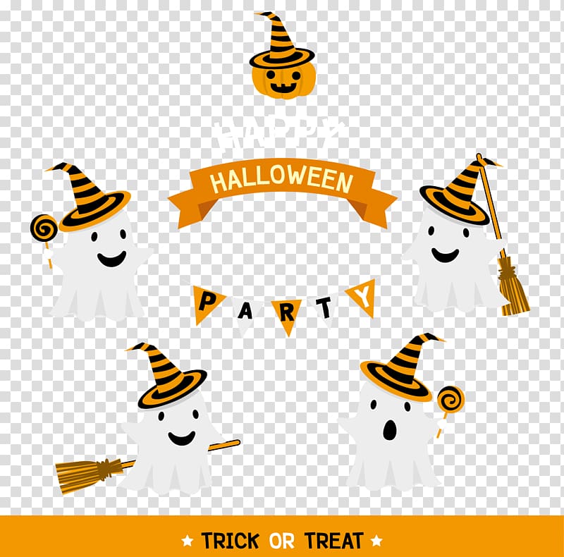 Happy Halloween cute white ghost element transparent background PNG clipart
