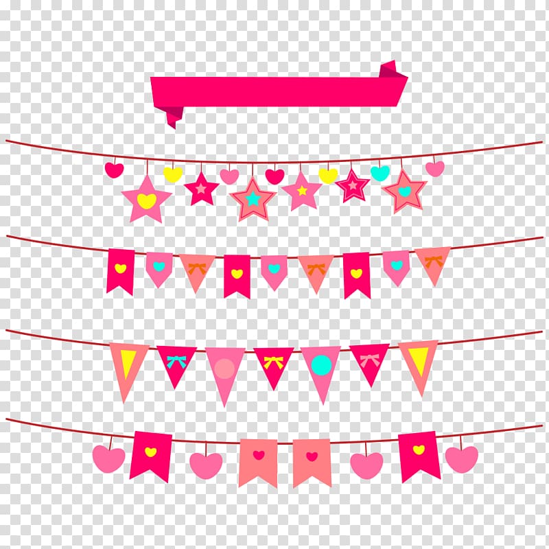 Flag Banner Valentine\'s Day Pattern, Tanabata Festival to pull flags transparent background PNG clipart