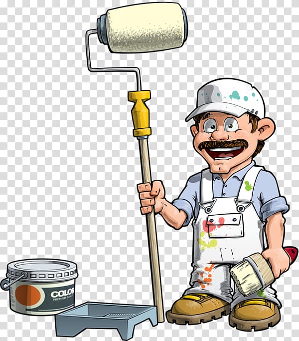 House painter and decorator graphics Illustration , Cartoon Painter transparent background PNG clipart