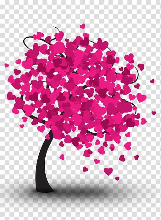 Heart Tree Valentines Day Illustration, Pink Heart Tree transparent background PNG clipart