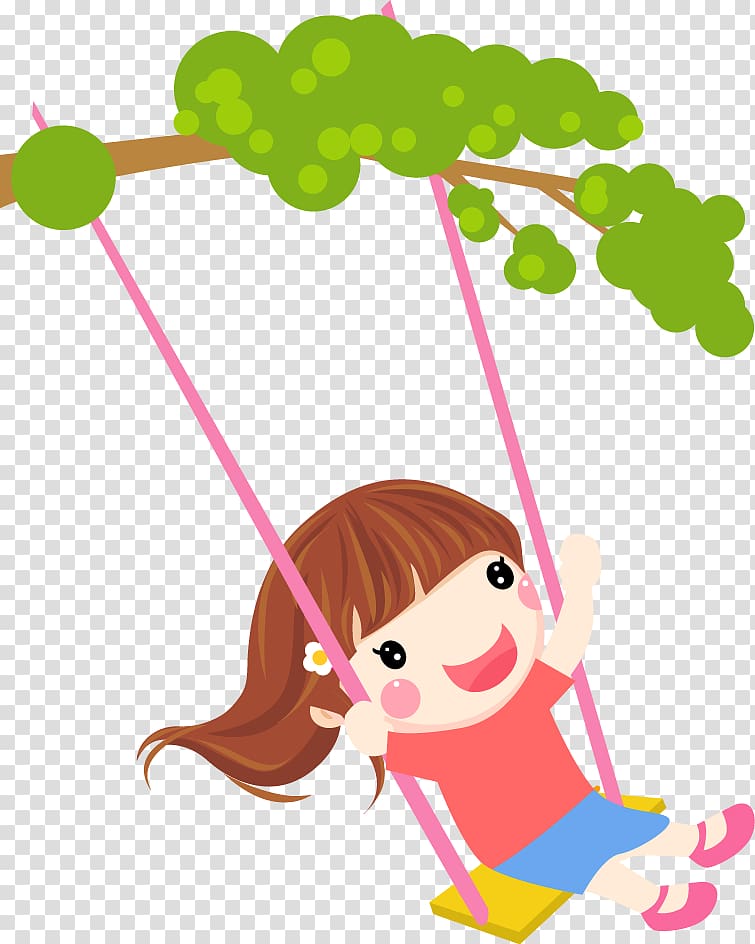Drawing Animation Avatar, Cartoon cute little girl swing transparent background PNG clipart