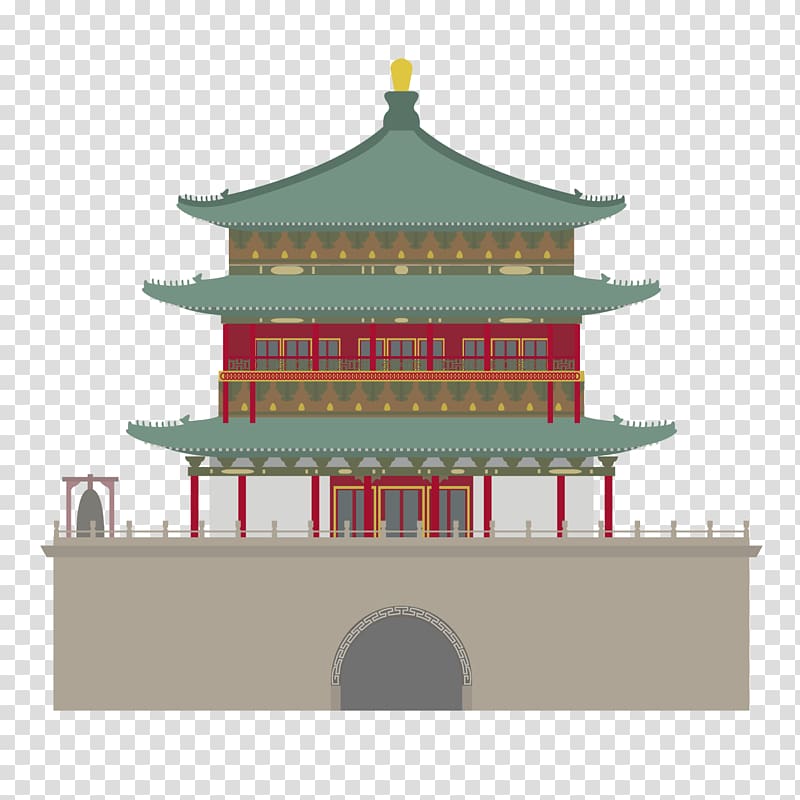 Xi An Drawing Illustration, Beautifully retro palace transparent background PNG clipart
