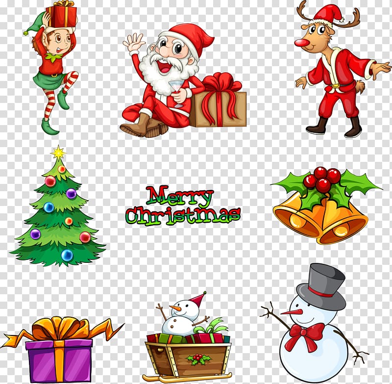 Rudolph Santa Claus Reindeer Christmas decoration, Christmas decoration figure illustration and transparent background PNG clipart