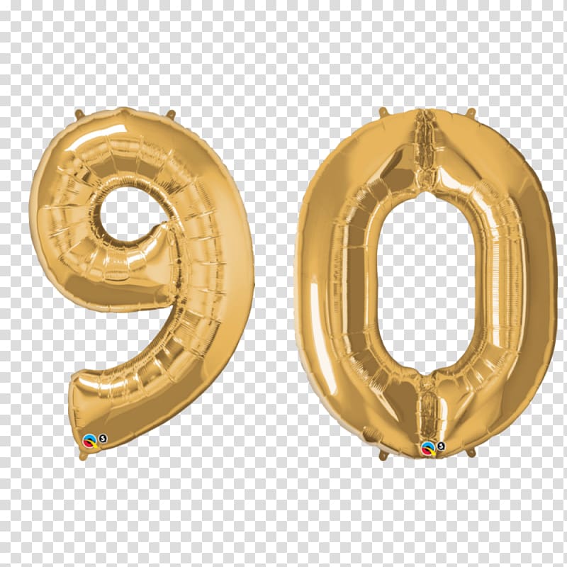 Gas balloon Gold Mylar balloon Number, gold material transparent background PNG clipart