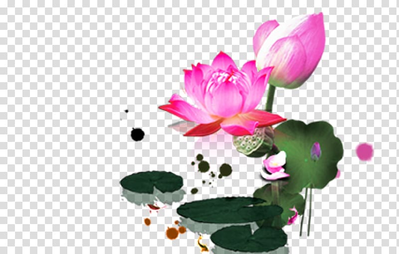 Ink wash painting Chinese painting Poster, Lotus transparent background PNG clipart