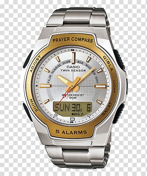 Qibla compass Watch Casio Prayer, watch transparent background PNG clipart