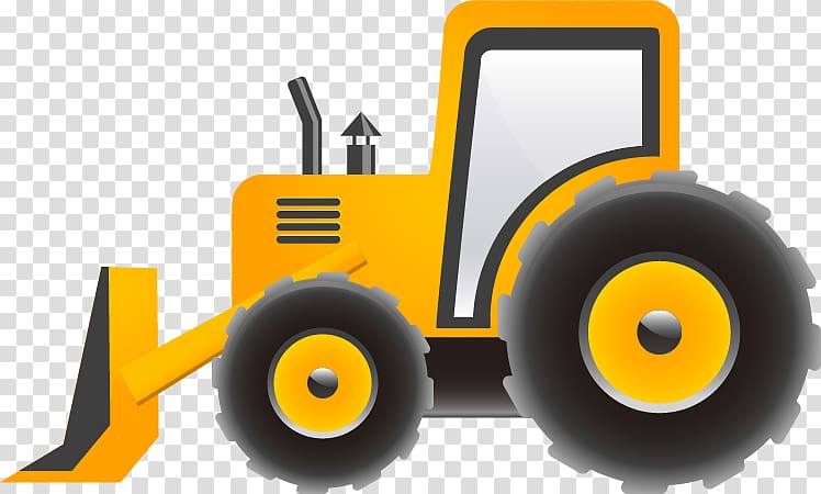 yellow and black front-loader illustration, Cartoon Excavator Heavy equipment, Truck pull material Free transparent background PNG clipart