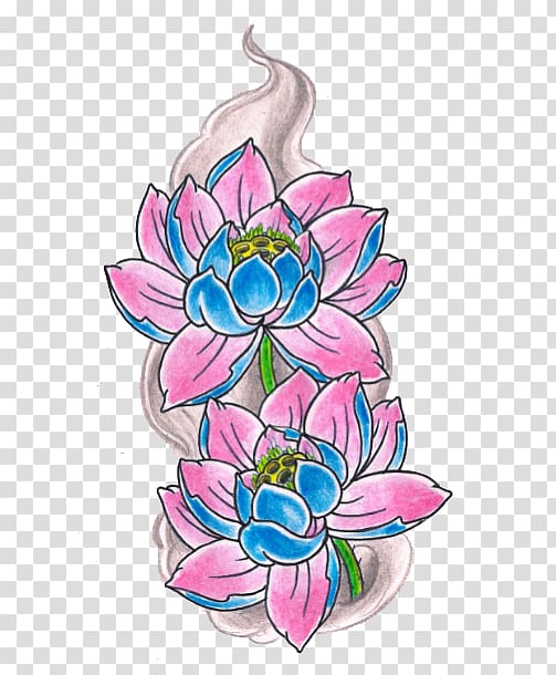 Nelumbo nucifera Tattoo , Lotus painting blue transparent background PNG clipart