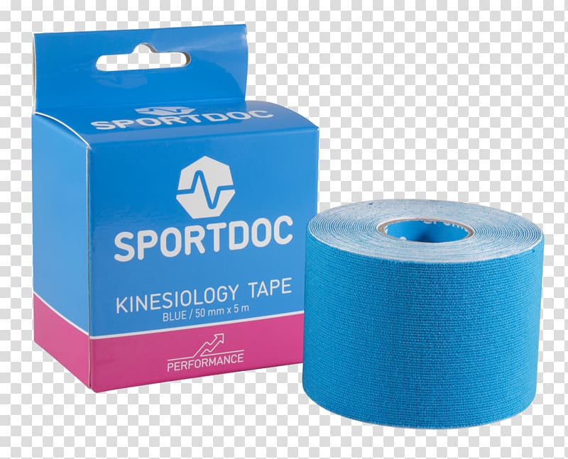 Elastic therapeutic tape Adhesive tape Applied kinesiology Blue, sport tape transparent background PNG clipart