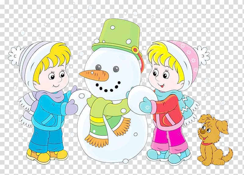 Snowman Drawing Child , Children playing in snow transparent background PNG clipart