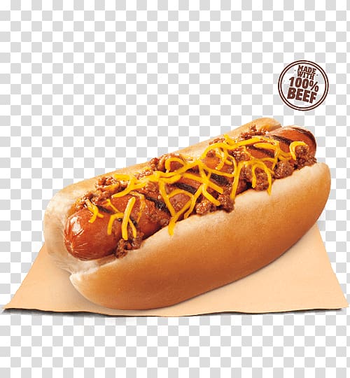 Hot dog Hamburger Chili con carne Cheese dog Burger King, chilly transparent background PNG clipart