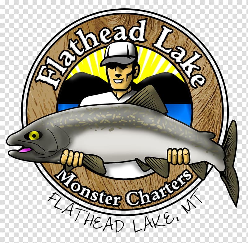 Flathead Lake Monster Charters, fishing logo design transparent background PNG clipart