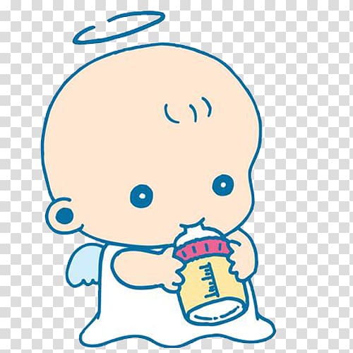 Infant Boy Name Baby bottle Pregnancy, Cartoon angel baby eats bottle transparent background PNG clipart