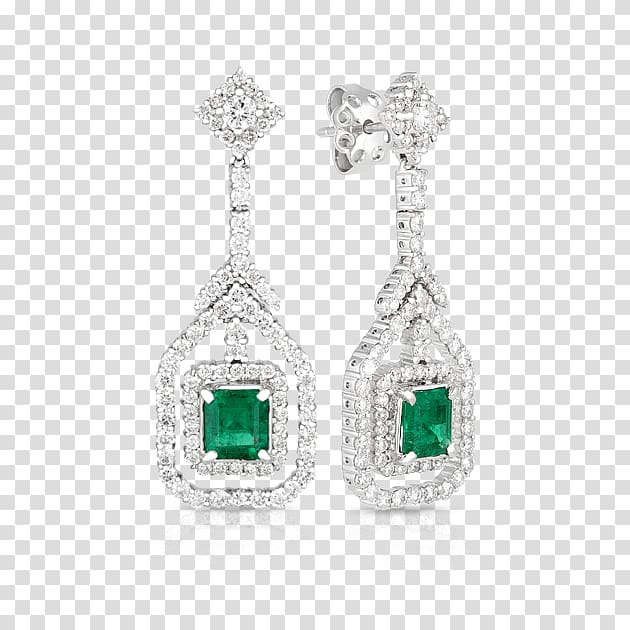 Emerald Earring Body Jewellery Silver, white gold emerald earrings transparent background PNG clipart