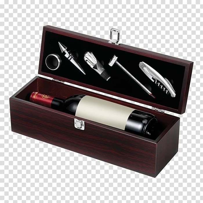 Wine Box Gift Corkscrew Bottle, wooden box transparent background PNG clipart