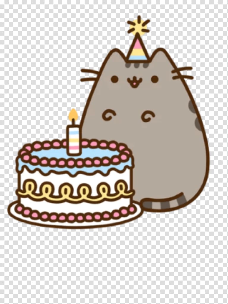 Pusheen with cake illustration, Birthday cake Wedding cake Cupcake Cat, pusheen birthday cake transparent background PNG clipart