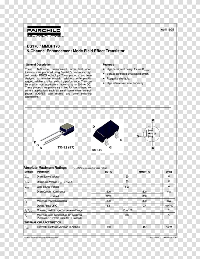 2N7000 MOSFET Datasheet Field-effect transistor, others transparent background PNG clipart