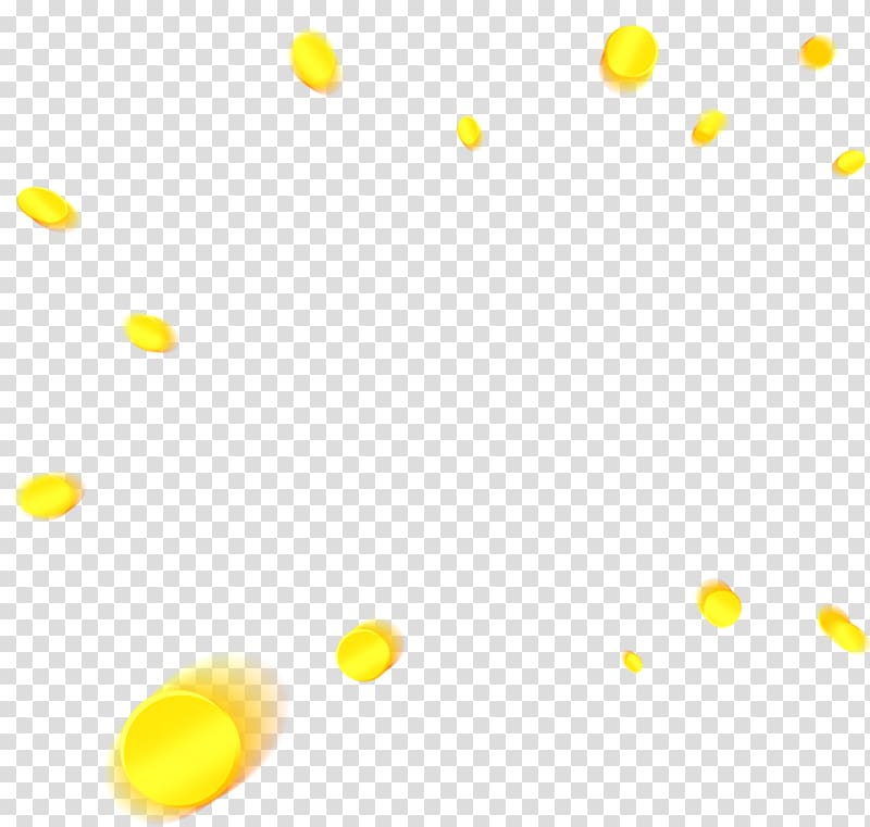 Yellow Area Pattern, Cartoon gold coin splashing material transparent background PNG clipart