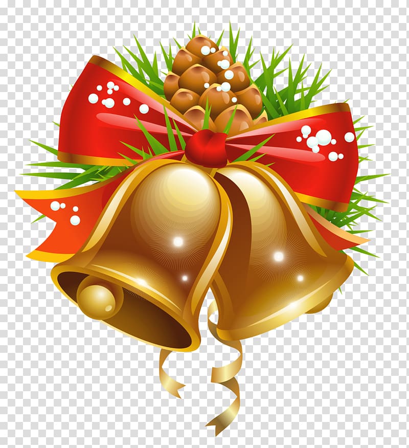 Bell , Christmas Bells with Bow , brown bells illustration transparent background PNG clipart