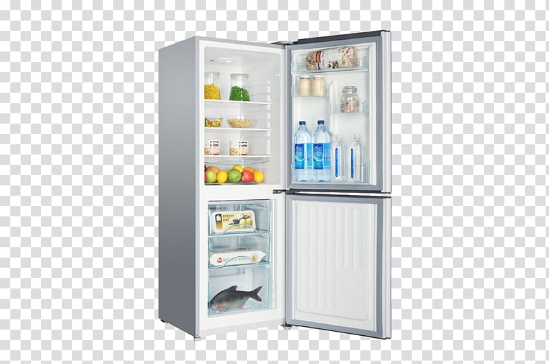 Refrigerator Haier Home appliance Refrigeration Icemaker, Automatic temperature compensation simple appearance of energy-saving refrigerators quiet transparent background PNG clipart