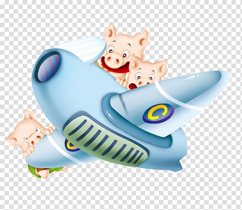 Domestic pig Cartoon Painting Airplane, Cartoon airplane transparent background PNG clipart