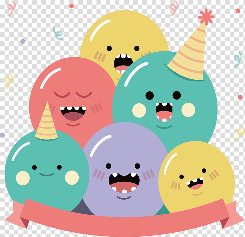 Birthday cake Party Happy Birthday to You, Laughing happy monster transparent background PNG clipart
