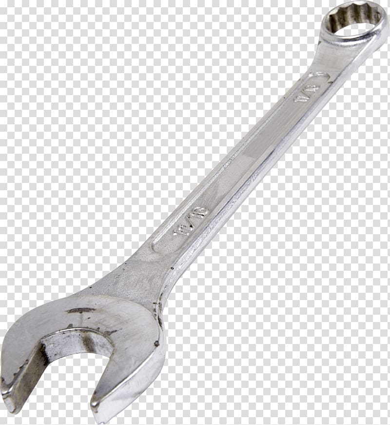 silver combination wrench, Large Wrench transparent background PNG clipart