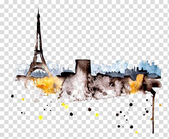 Paris abstract art, Eiffel Tower Aesthetic Medicine & Laser Paris, Dr. Elena ROMANOVA Watercolor painting Drawing, Paris watercolor background transparent background PNG clipart