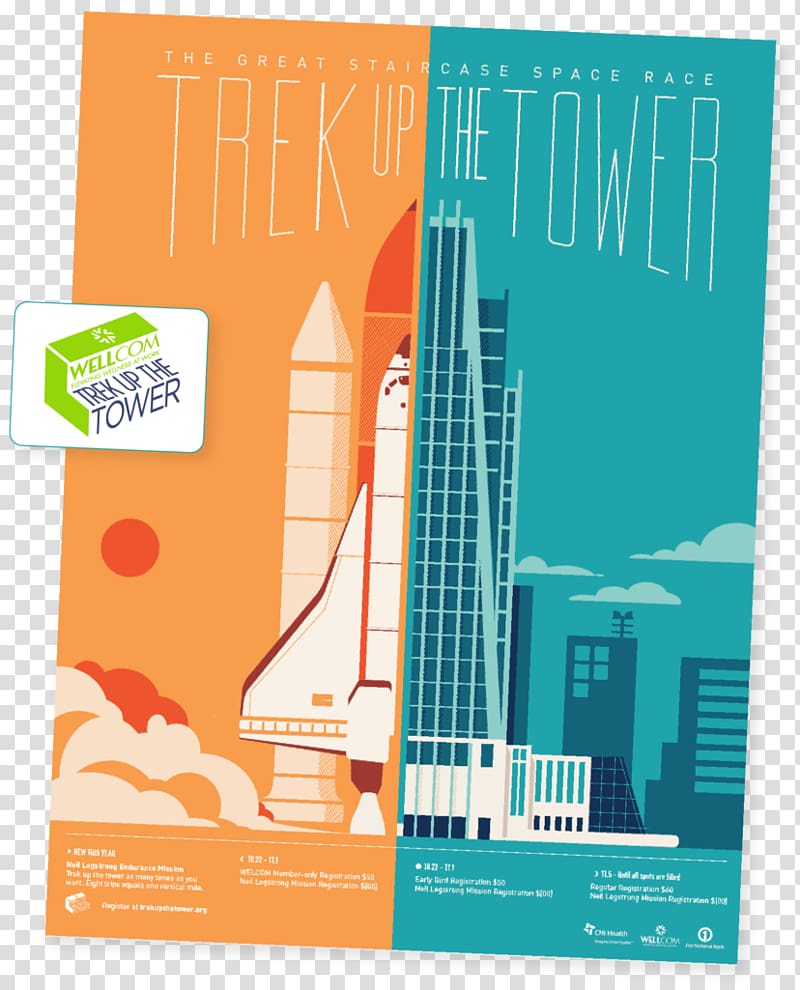 Vertical Stair Climb | Trek Up the Tower Vertical Stair Race | Presented by WELLCOM First National Bank Tower Building Stairs Graphic design, promotional poster transparent background PNG clipart