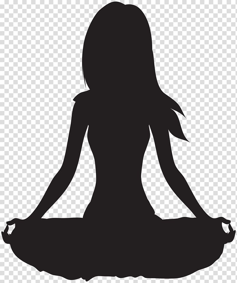 silhoutte of woman sitting on ground, Meditation , Meditate Silhouette transparent background PNG clipart