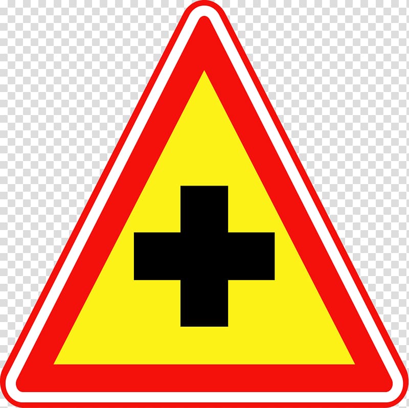 Traffic sign Direction, position, or indication sign Warning sign Intersection, road transparent background PNG clipart