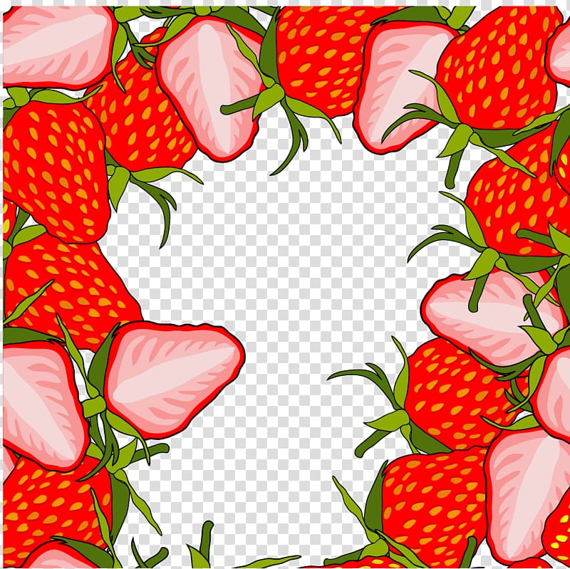 Strawberry Aedmaasikas Adobe Illustrator , red strawberry border transparent background PNG clipart