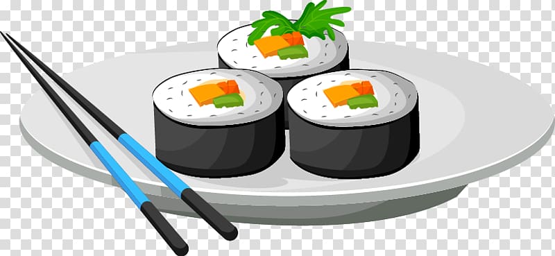 California roll Gimbap Sushi Japanese Cuisine Chopsticks, Cartoon Japanese Sushi transparent background PNG clipart