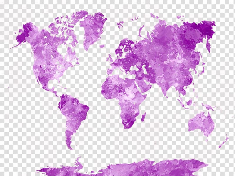 World map Watercolor painting Poster, Beautiful watercolor world map design transparent background PNG clipart