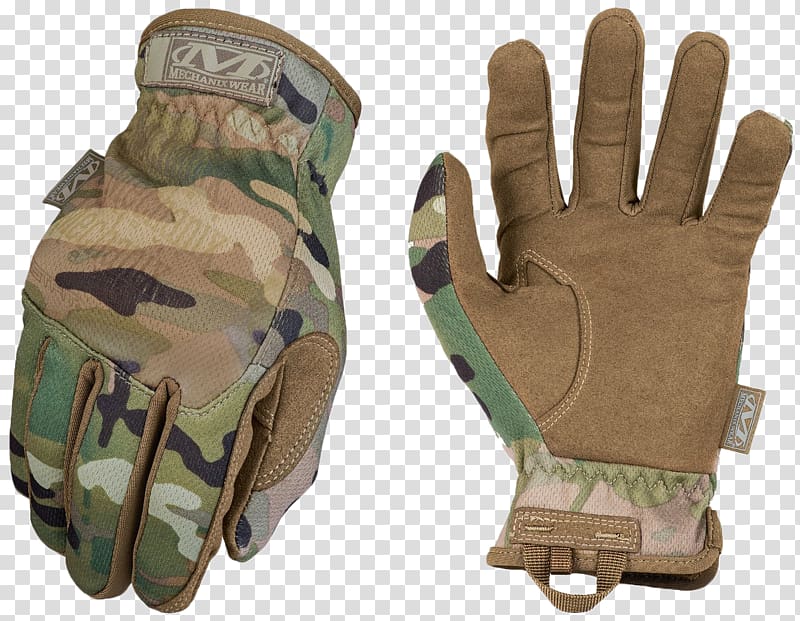 MultiCam Mechanix Wear Glove Camouflage Clothing, Army Green Gloves transparent background PNG clipart