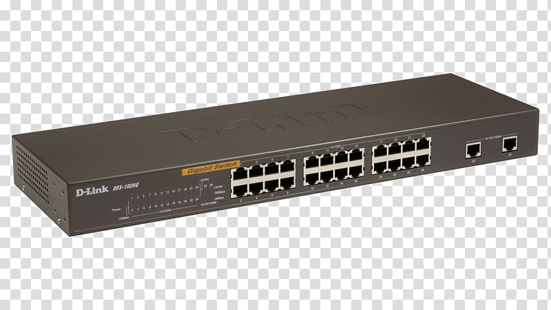 Network switch D-Link Gigabit Ethernet Computer network, switch transparent background PNG clipart