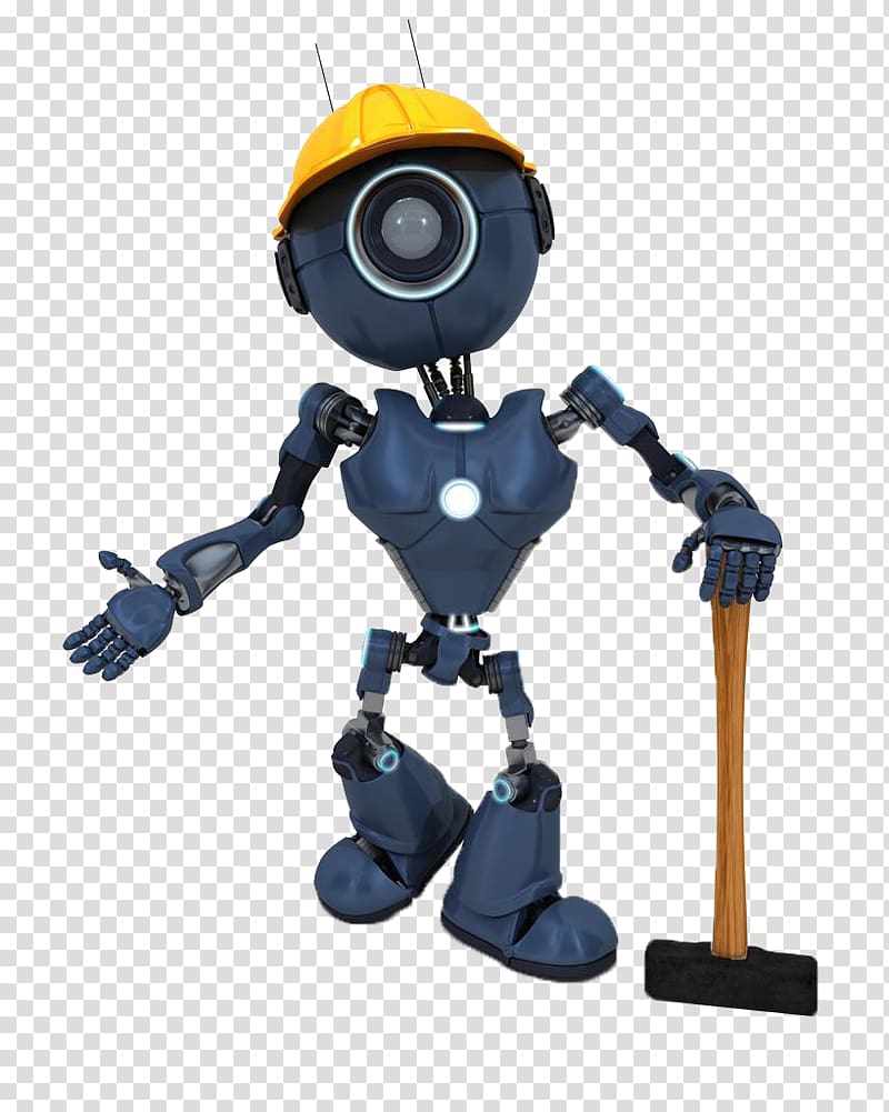 Hammer Robot, Robot holding a hammer transparent background PNG clipart