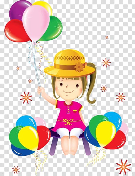 Cartoon , Cartoon girl balloon transparent background PNG clipart