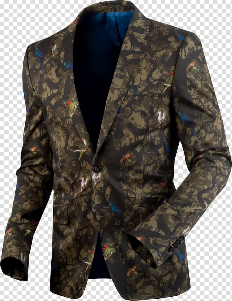 Outerwear Jacket Blazer Button Military camouflage, low collar transparent background PNG clipart